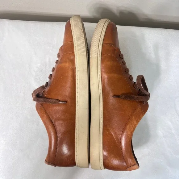 Allen Edmonds CourtsideMens 11 D Brown Leather Lace Up Sneakers